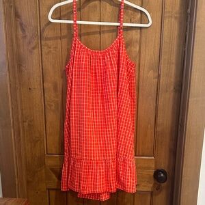 Stylish Red Checkered Mini Dress